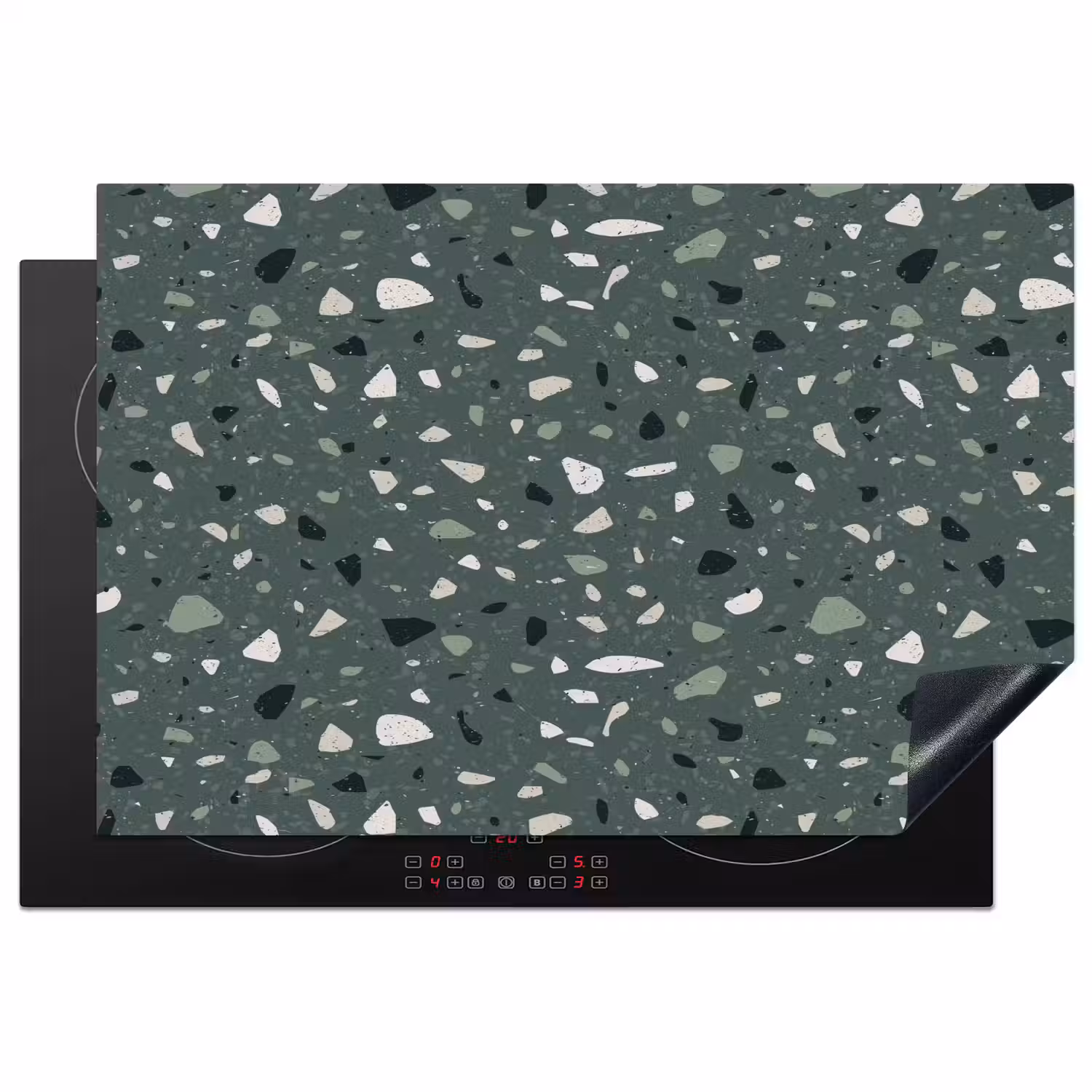 Terrazzo - Patroon - Kleurrijk - Groen Inductie beschermer vinyl 3mm klein 276 -3d