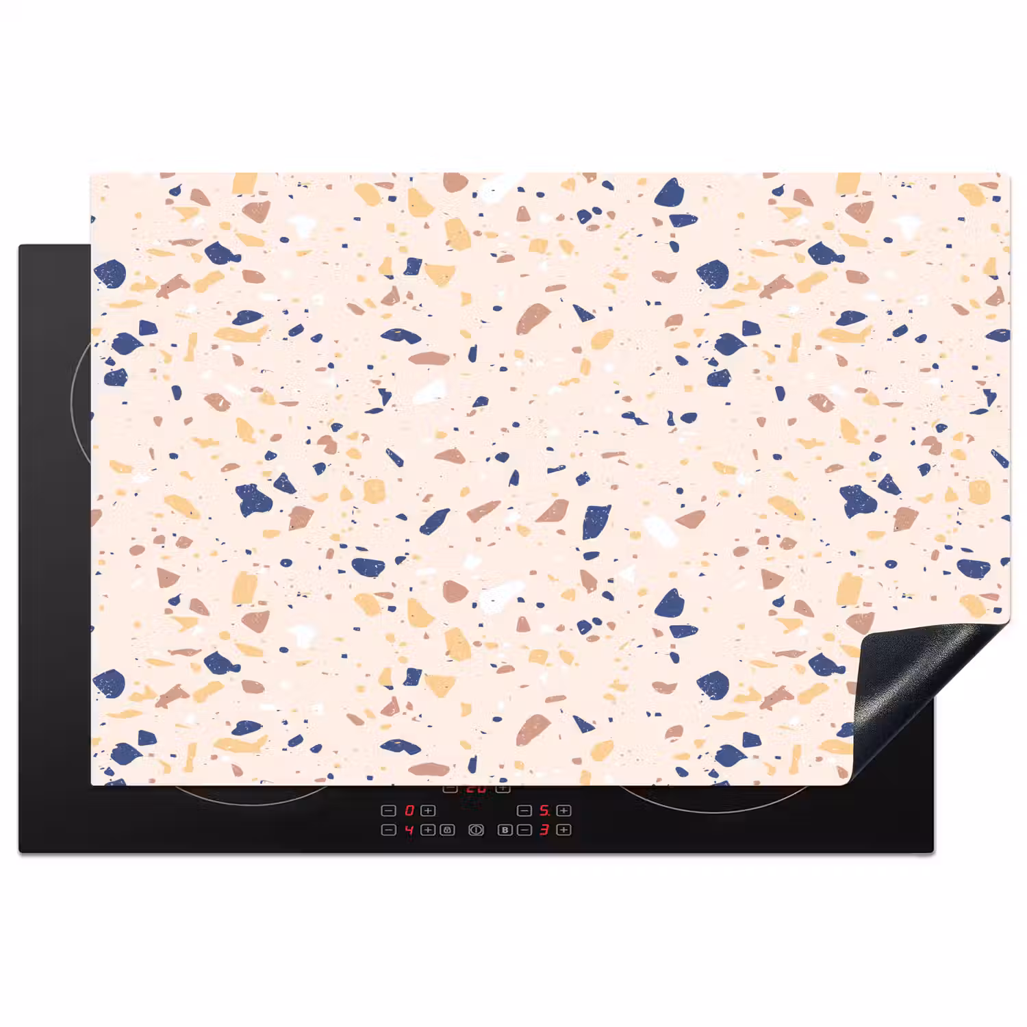 Terrazzo - Patroon - Kleurrijk - Indigo Inductie beschermer vinyl 3mm klein 276 -3d