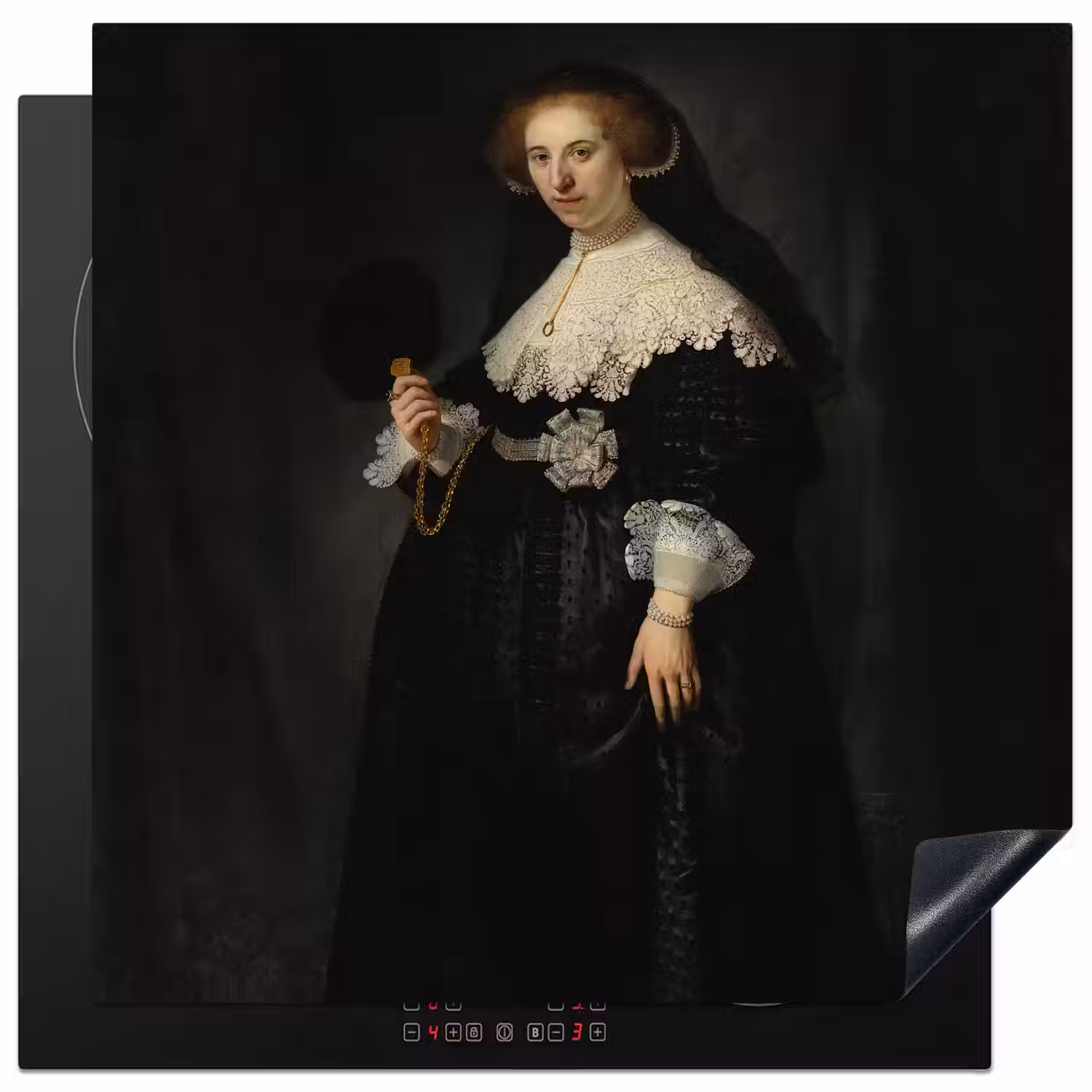 Het huwelijksportret van Oopjen Coppit - Rembrandt van Rijn Inductie beschermer vinyl 3mm middel -3d