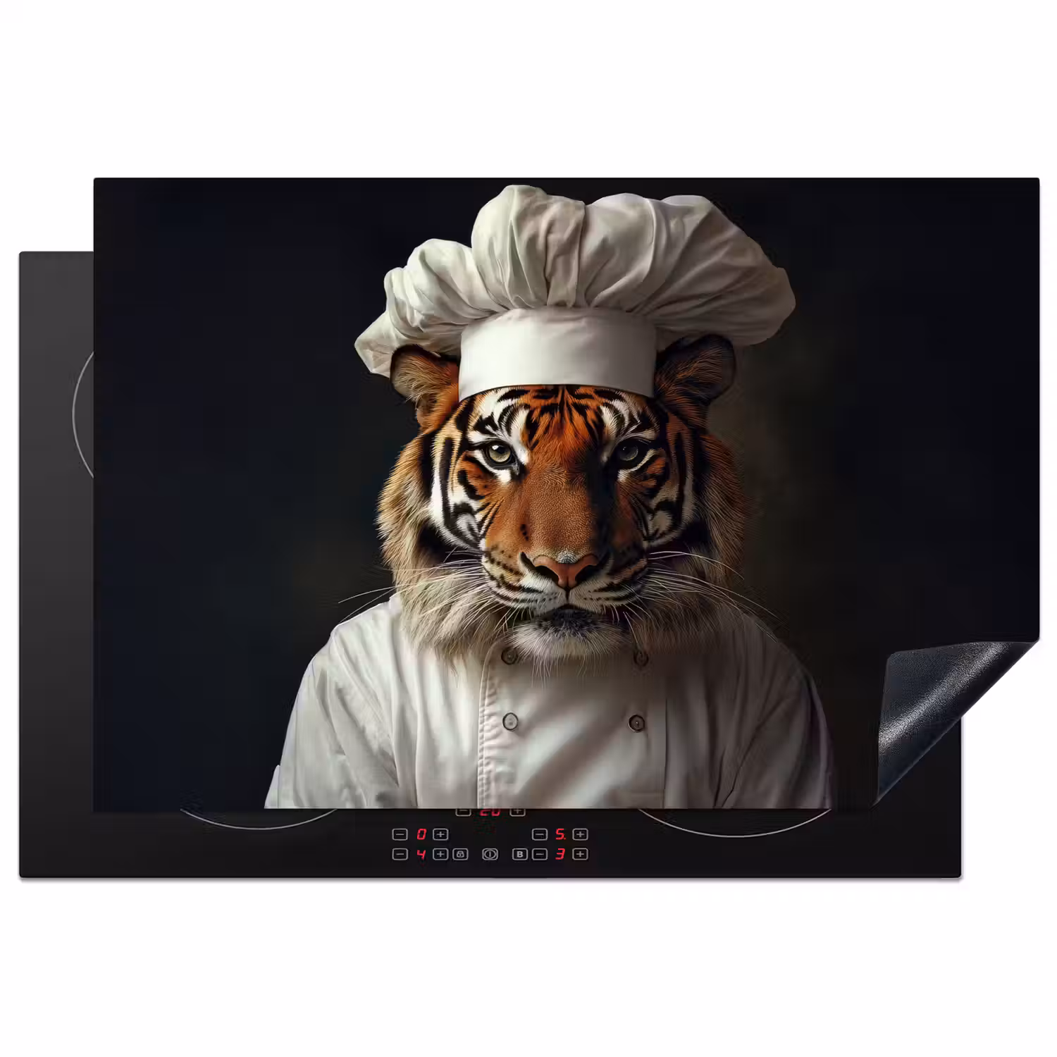 Tijger - Kokskleding - Bruin Inductie beschermer vinyl 3mm klein -3d