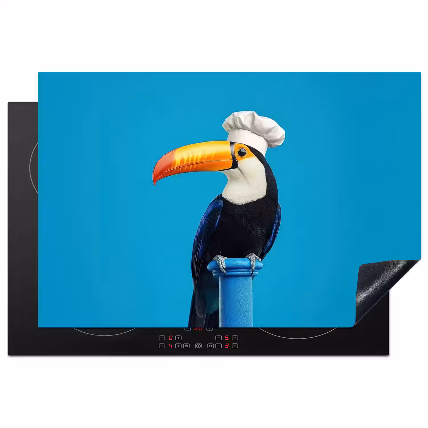 Tucan - Sokkel - Vogel - Koksmuts Inductie beschermer vinyl 3mm klein -3d