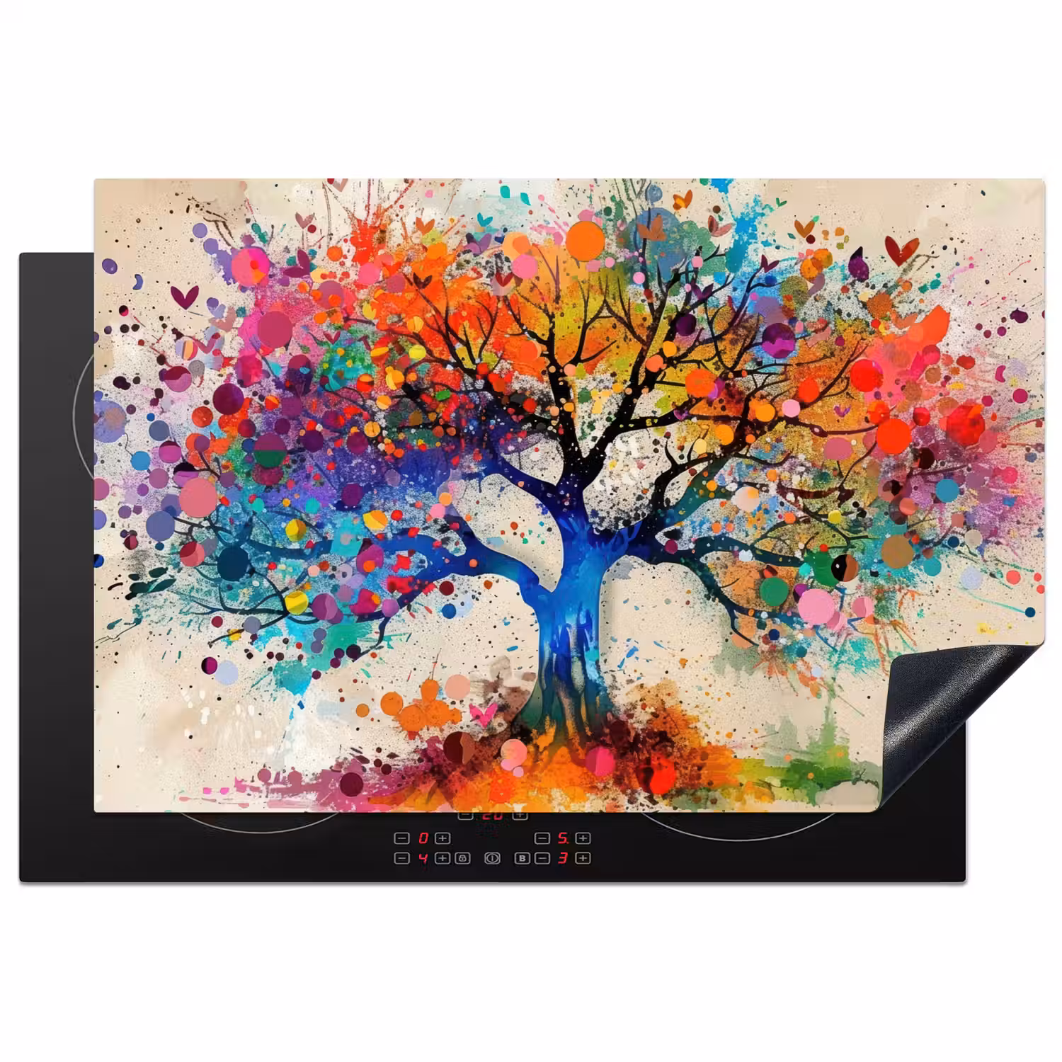 Levensboom - Natuur - Kleurrijk - Boom Inductie beschermer vinyl 3mm klein -3d