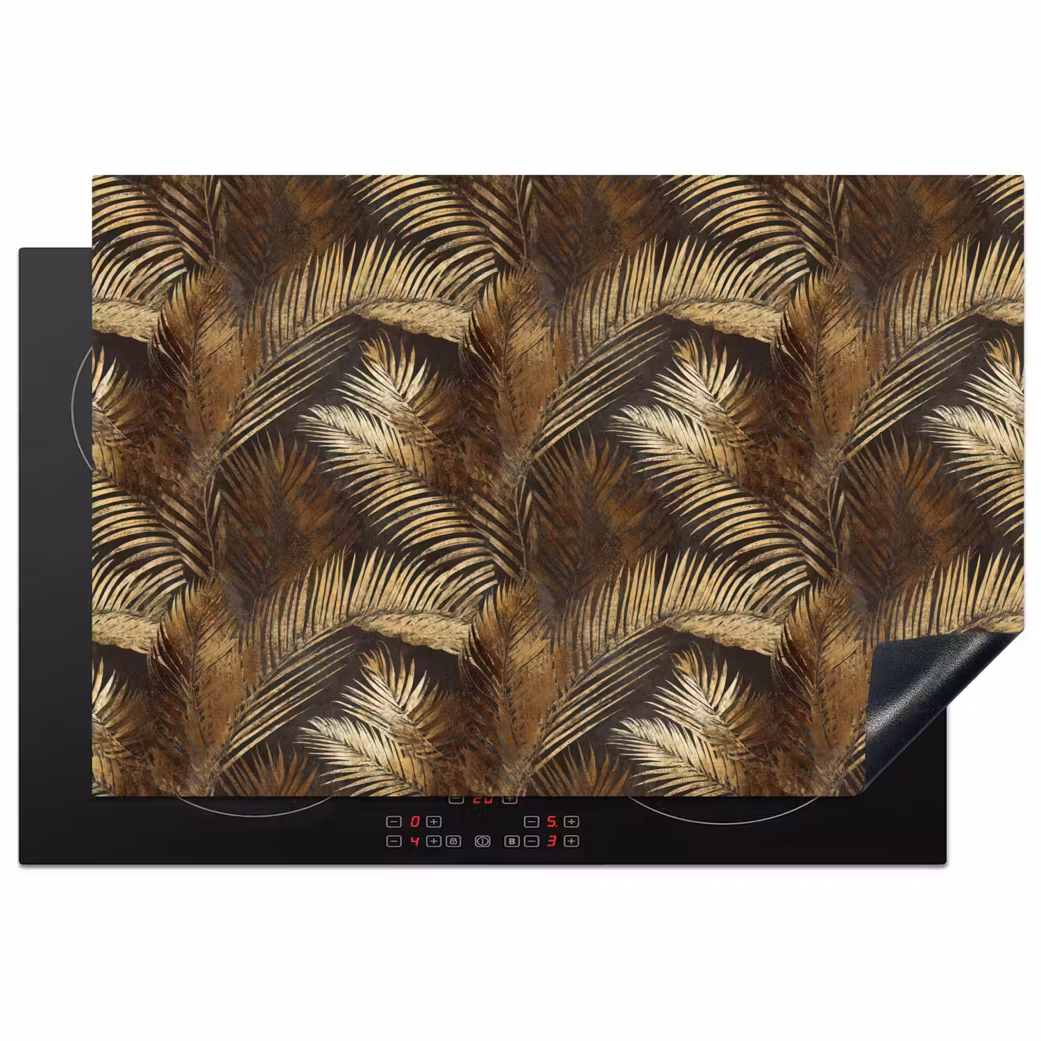 Tropisch - Bladeren - Goud Inductie beschermer vinyl 3mm klein 276 -3d