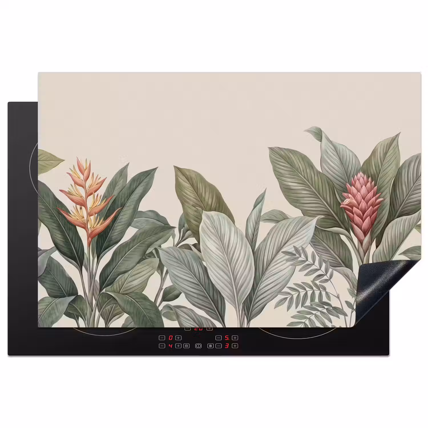 Tropisch - Planten - Modern - Groen Inductie beschermer vinyl 3mm klein -3d
