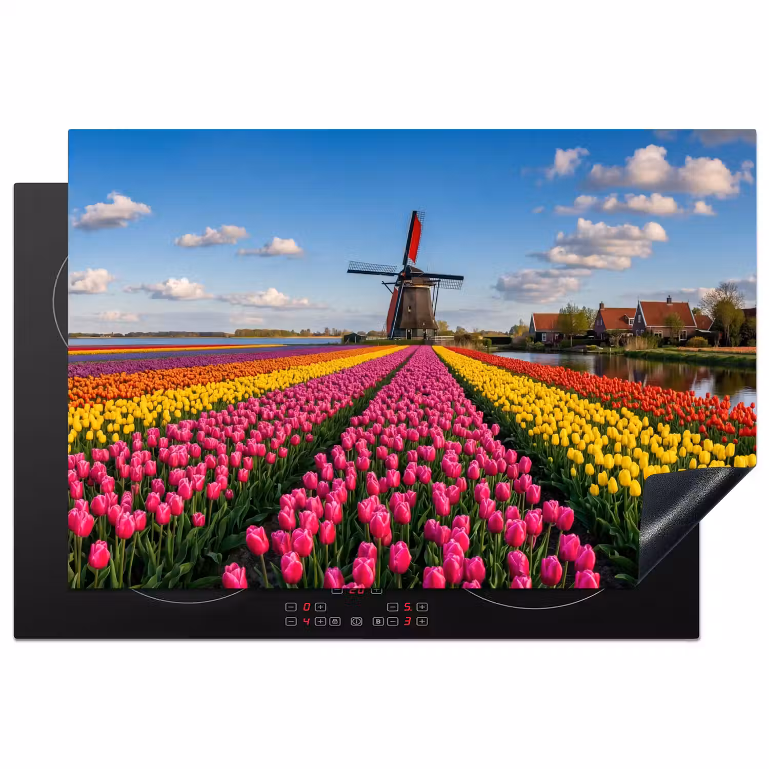 Tulpen - Holland - Molen - Kleurrijk Inductie beschermer vinyl 3mm klein -3d