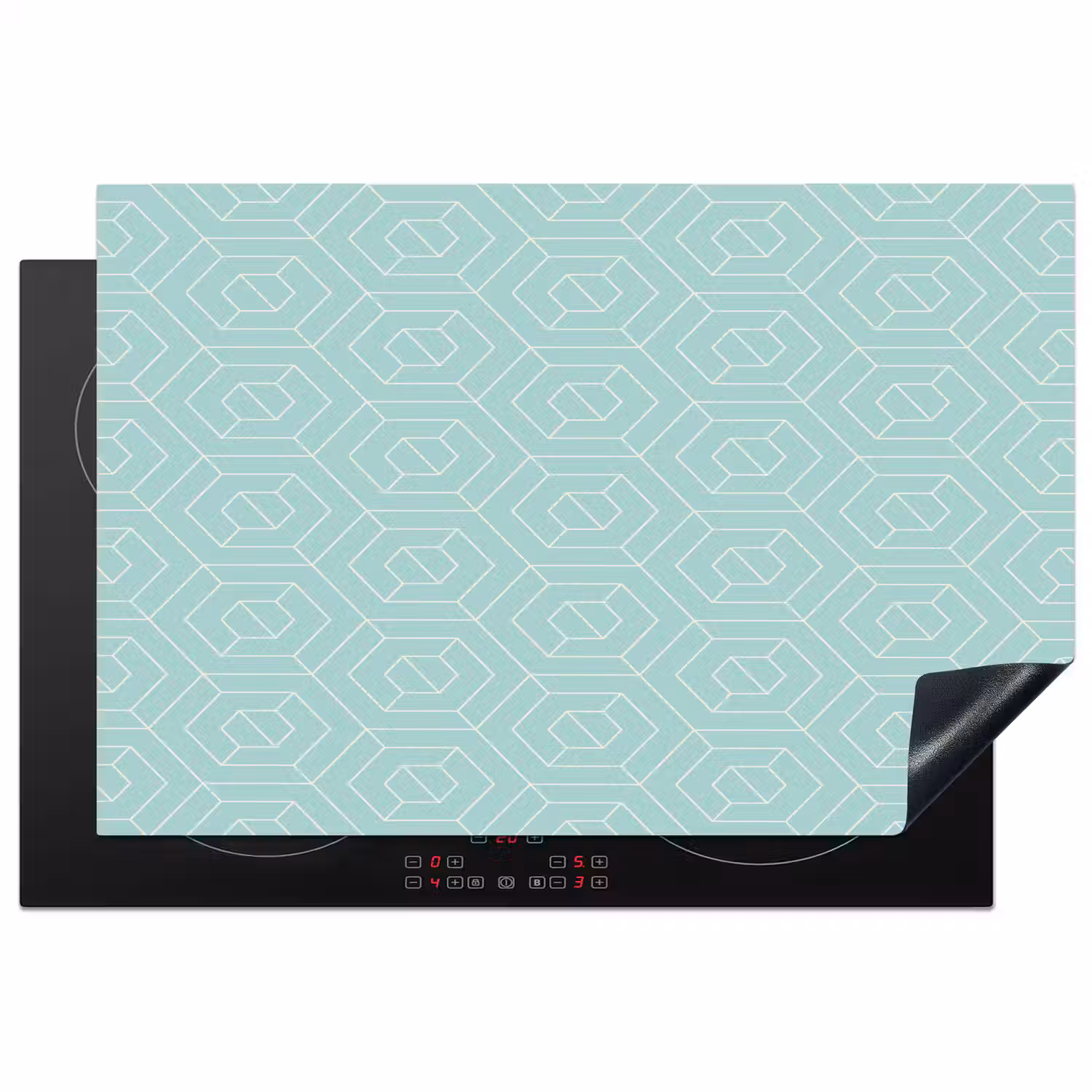 Turquoise - Patroon - Lijnen Inductie beschermer vinyl 3mm klein 276 -3d