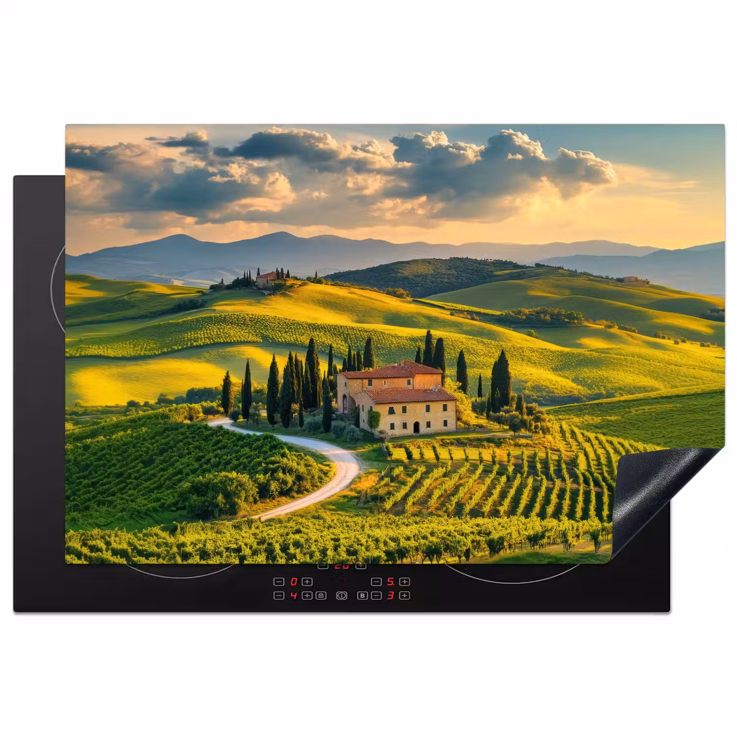 Toscane - Landschap - Wijngaarden Inductie beschermer vinyl 3mm klein -3d