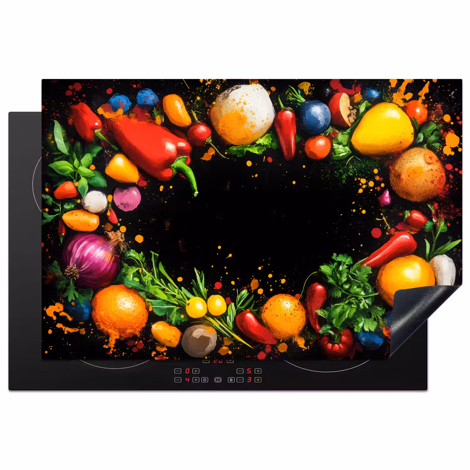 Groente - Graffiti - Kleurrijk - Koken - Abstract Inductie beschermer vinyl 3mm klein -3d