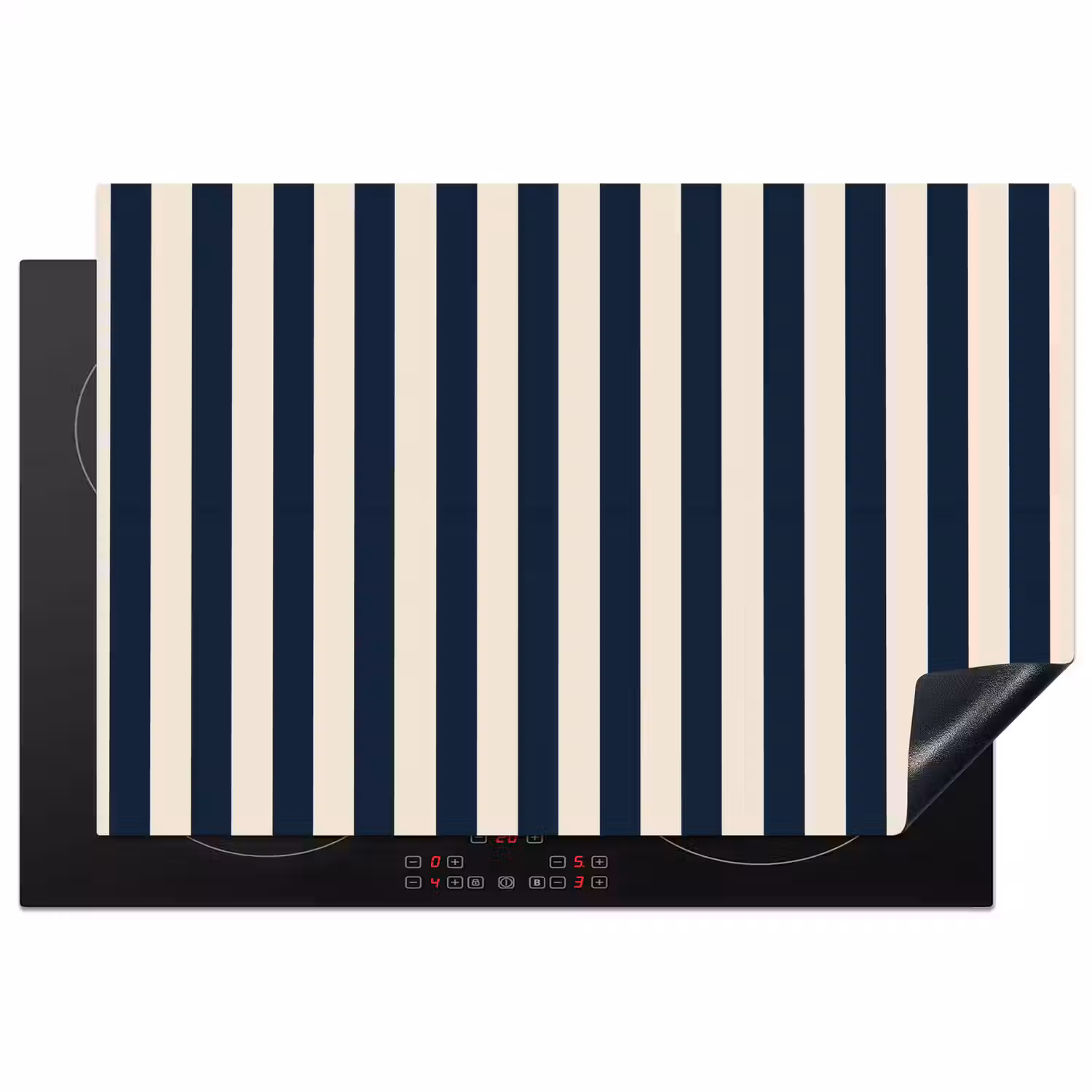 Verticale strepen - Blauw - Crème Inductie beschermer vinyl 3mm klein 276 -3d