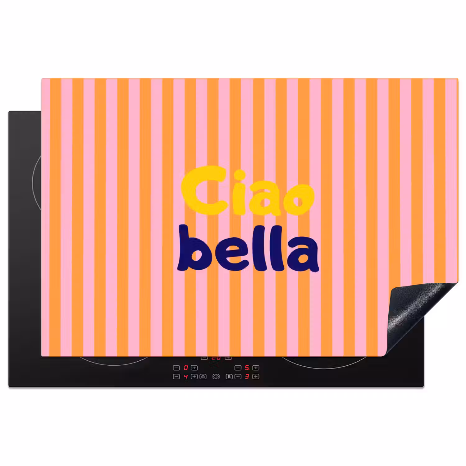 Verticaal - Strepen - Oranje - Ciao bella Inductie beschermer vinyl 3mm klein -3d