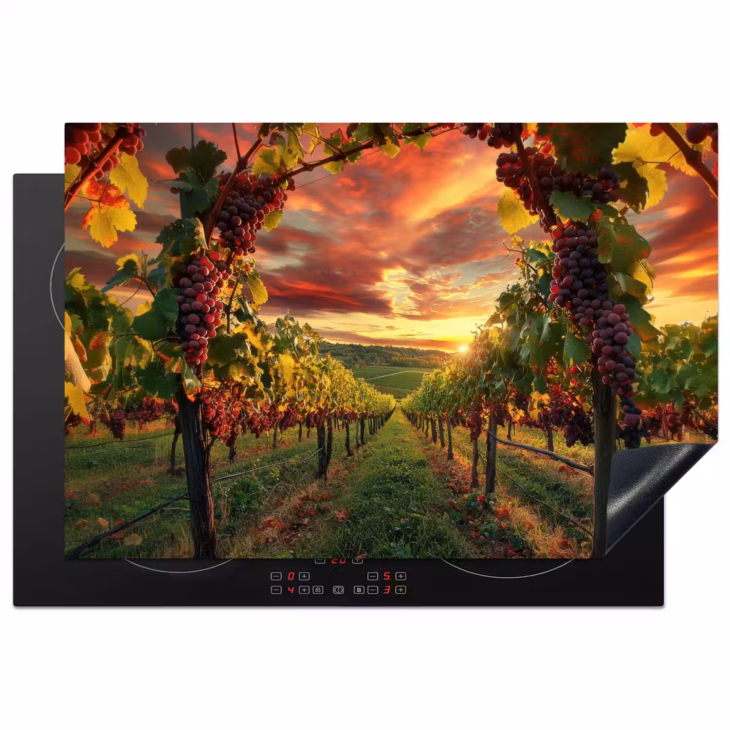Wijngaard - Druiven - Zonsondergang Inductie beschermer vinyl 3mm klein -3d