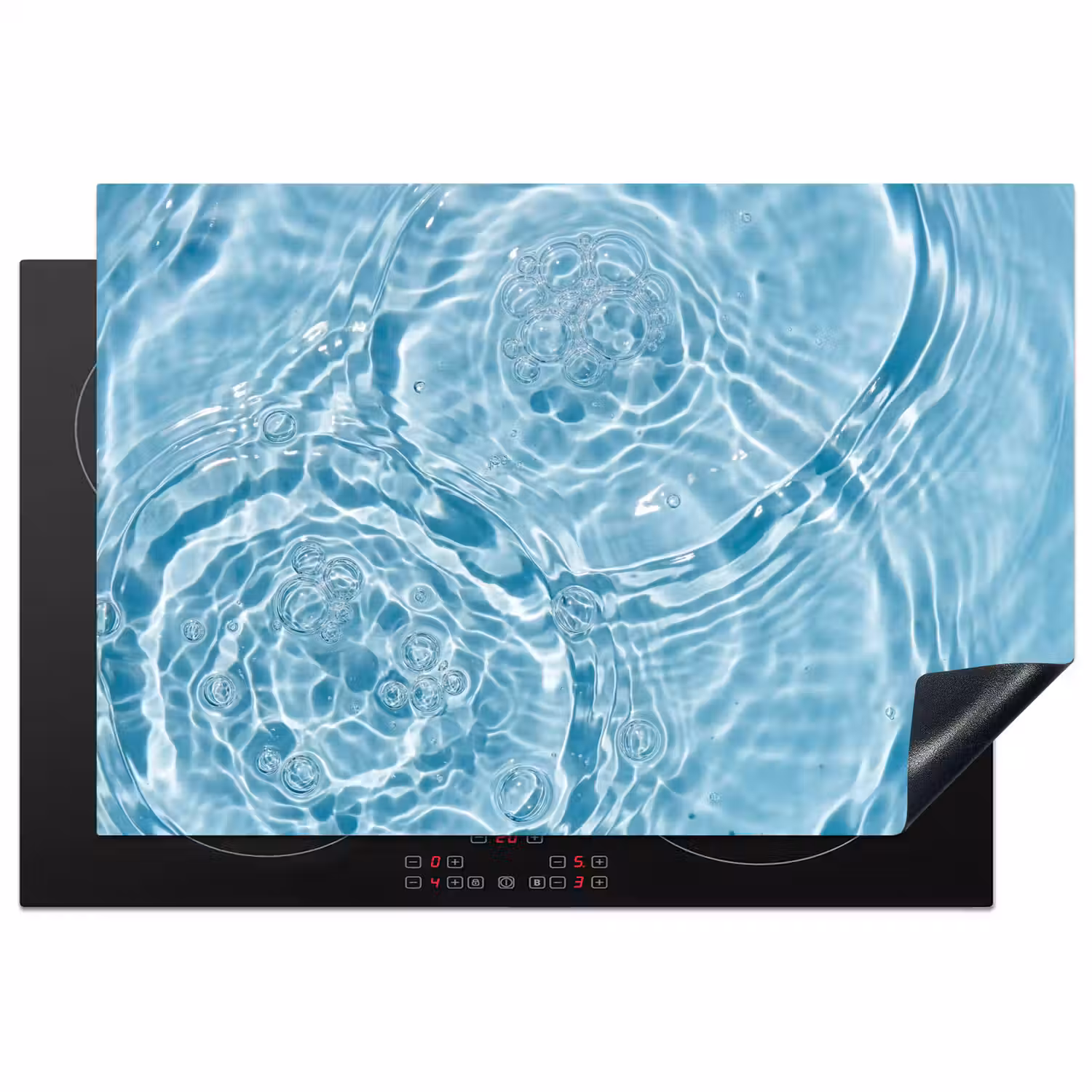Water - Blauw - bubbels Inductie beschermer vinyl 3mm klein -3d
