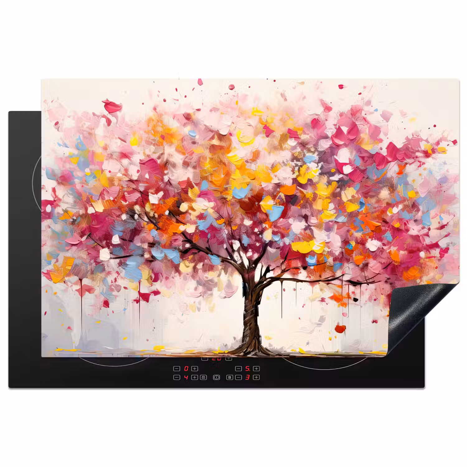 Aquarel - Boom - Kunst - Abstract Inductie beschermer vinyl 3mm klein -3d