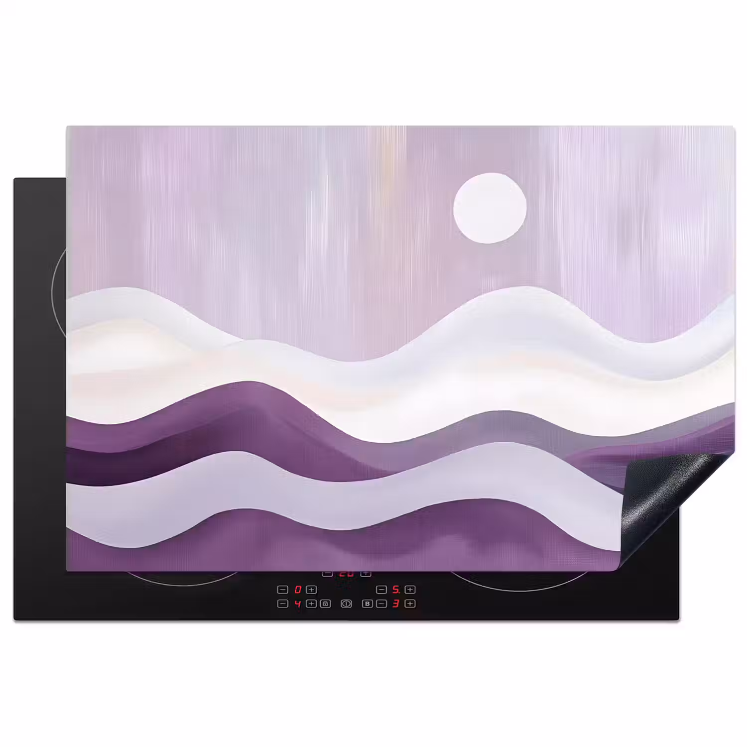 Golven - Heuvels - Abstract - Paars Inductie beschermer vinyl 3mm klein -3d