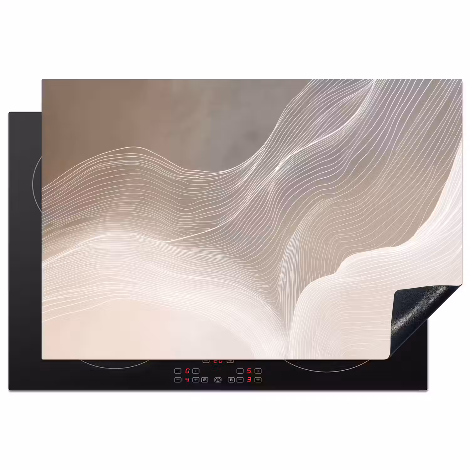 Golvende lijnen - Luchtstromen - Harmonieus Inductie beschermer vinyl 3mm klein -3d