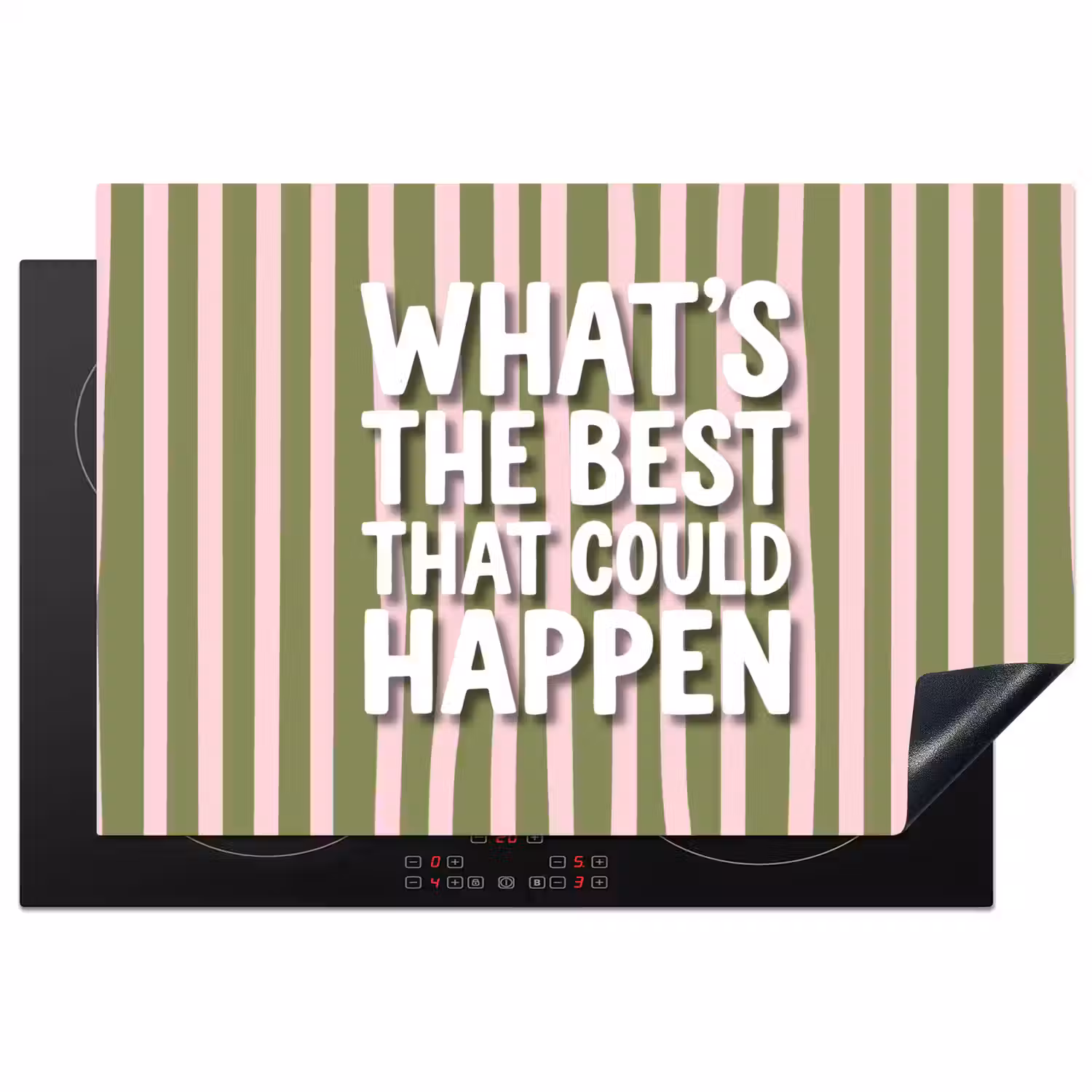 What's the best that could happen - Strepen - Groen - Roze Inductie beschermer vinyl 3mm klein -3d