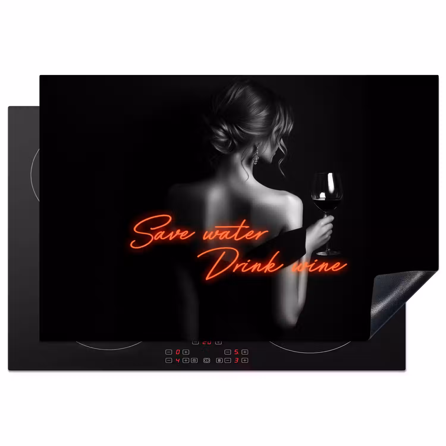 Wijn - Vrouw - Neon - Quote Inductie beschermer vinyl 3mm klein -3d
