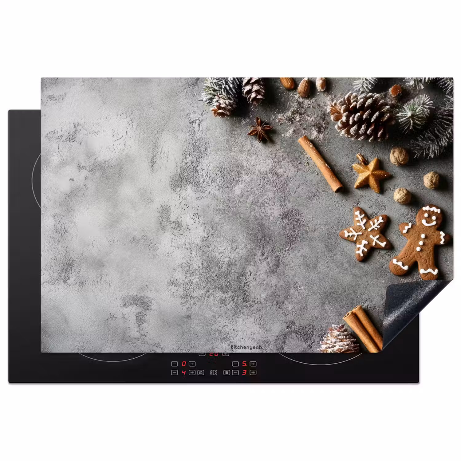 Winter - Kerst - Beton - Dennenappels Inductie beschermer vinyl 3mm klein -3d
