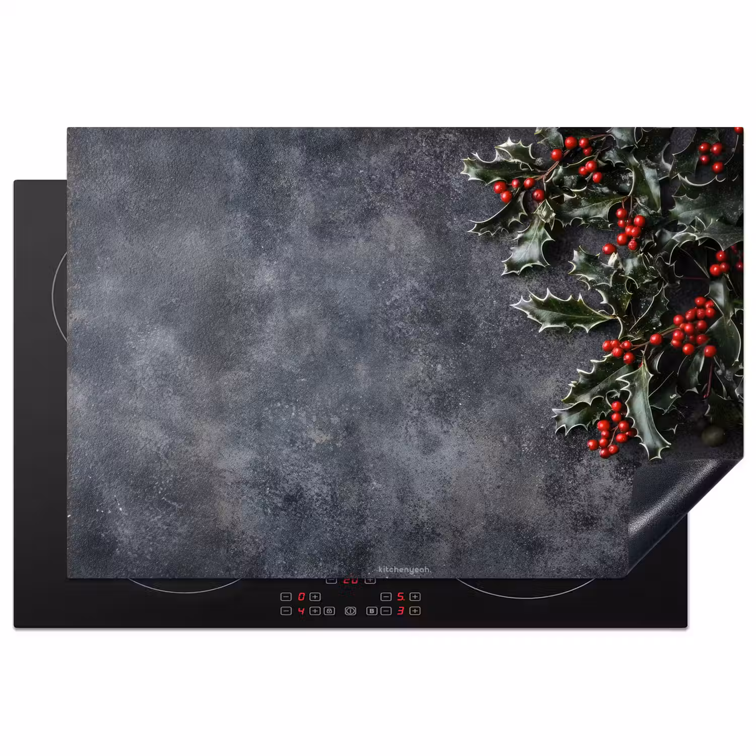 Winter - Hulst - Kerst - Beton Inductie beschermer vinyl 3mm klein -3d