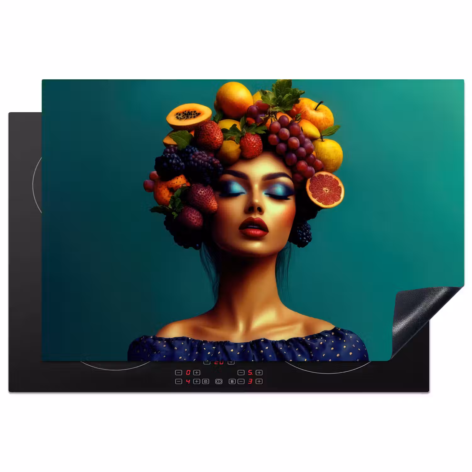Vrouw - Hoodtooi - Tropisch - Fruit - Druiven Inductie beschermer vinyl 3mm klein -3d