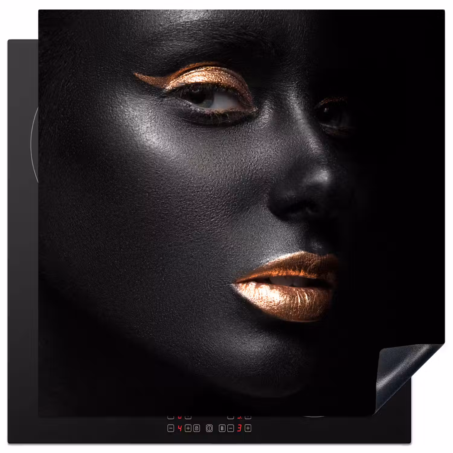 Vrouw - Make-up - Koper - Zwart Inductie beschermer vinyl 3mm middel -3d