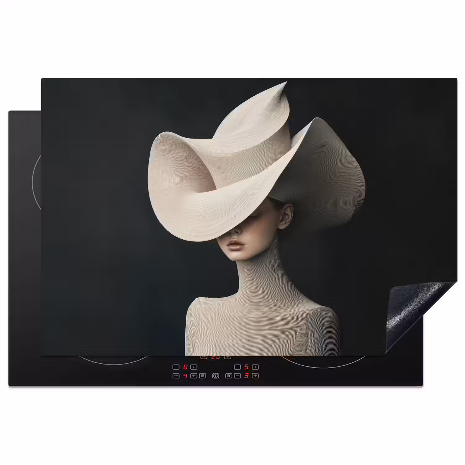 Vrouw - Golvende - Hoed Inductie beschermer vinyl 3mm klein -3d