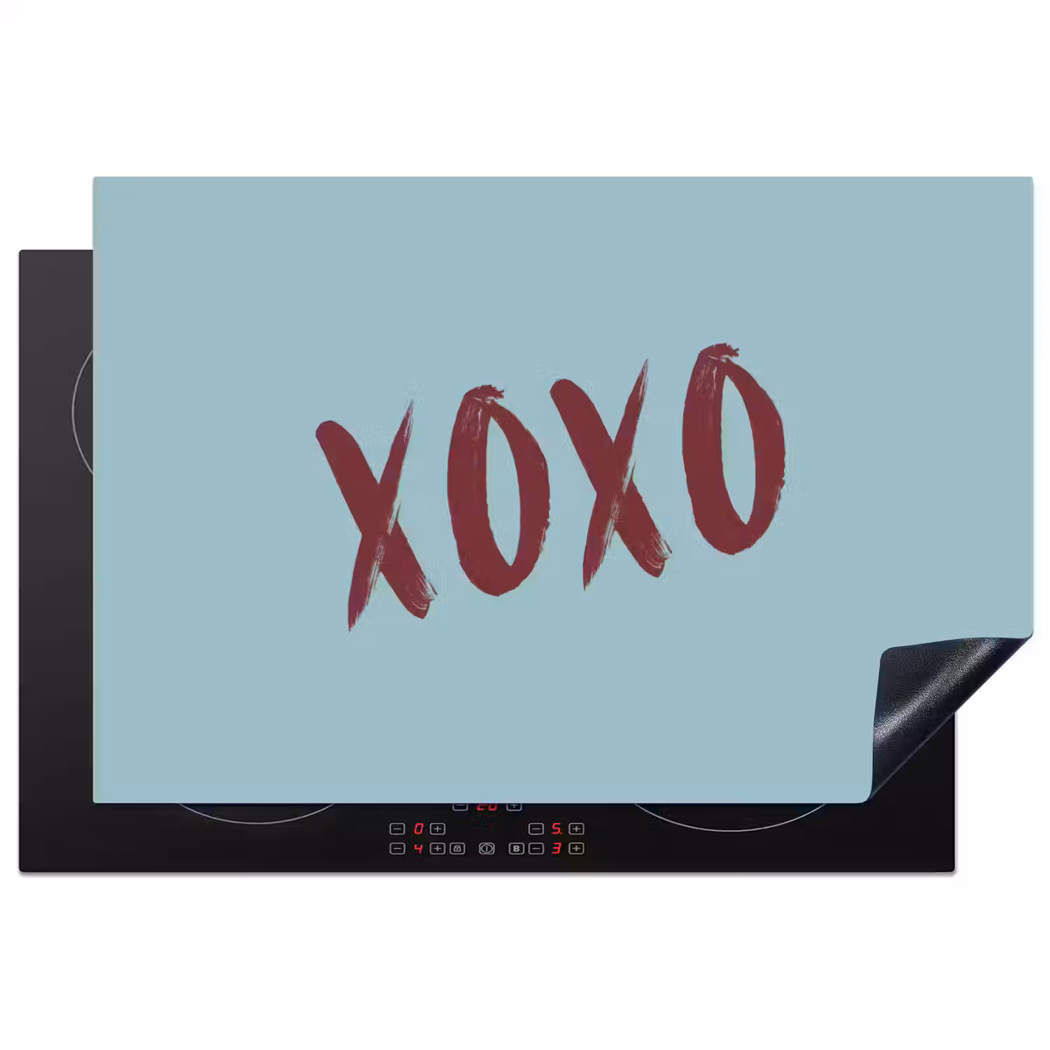 XOXO - Blauw - Rood Inductie beschermer vinyl 3mm klein -3d
