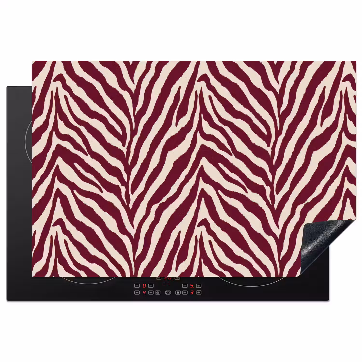 Zebra - Motief - Bordeaux - Rood Inductie beschermer vinyl 3mm klein 276 -3d