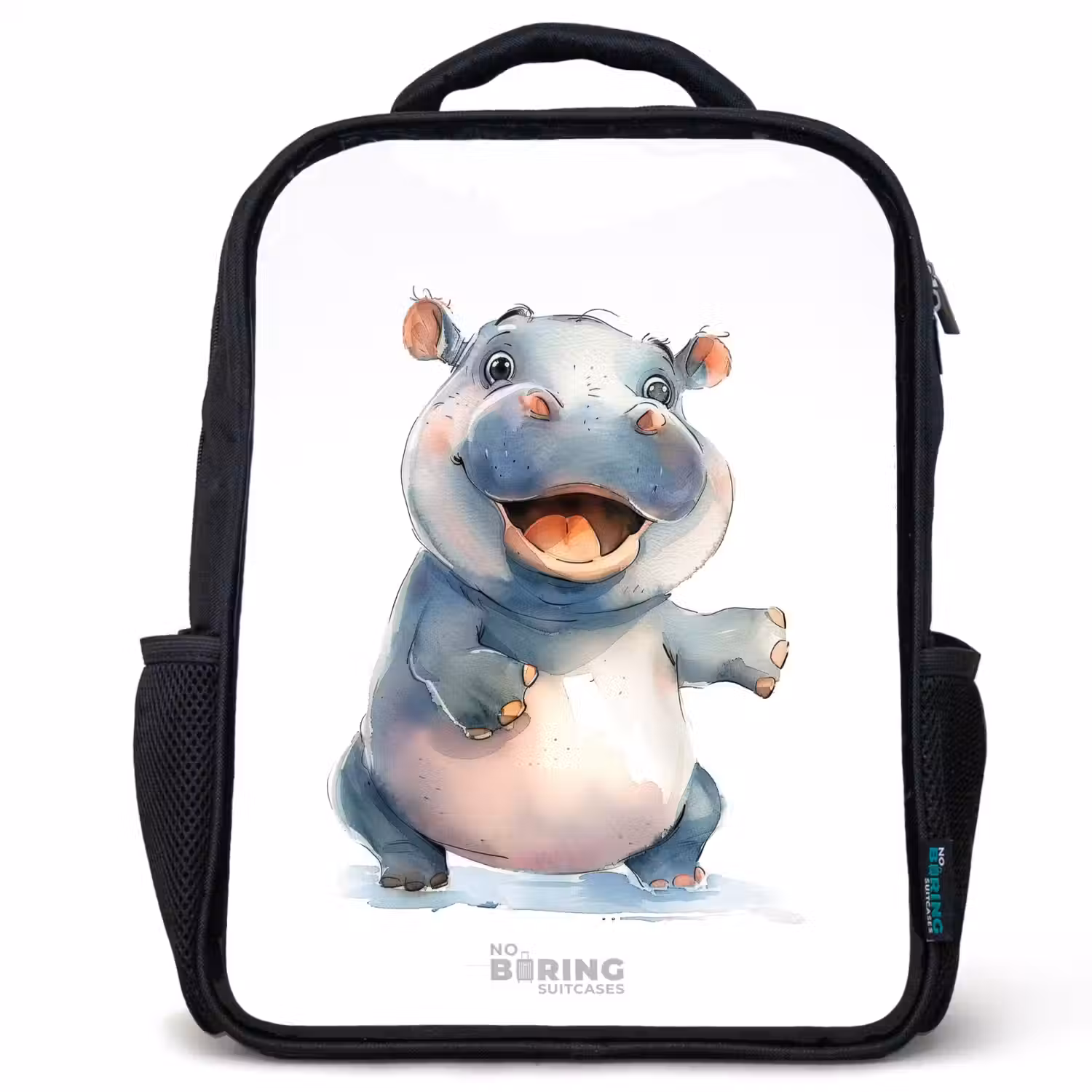 Baby nijlpaard Rugzak - Zwart middel -3d