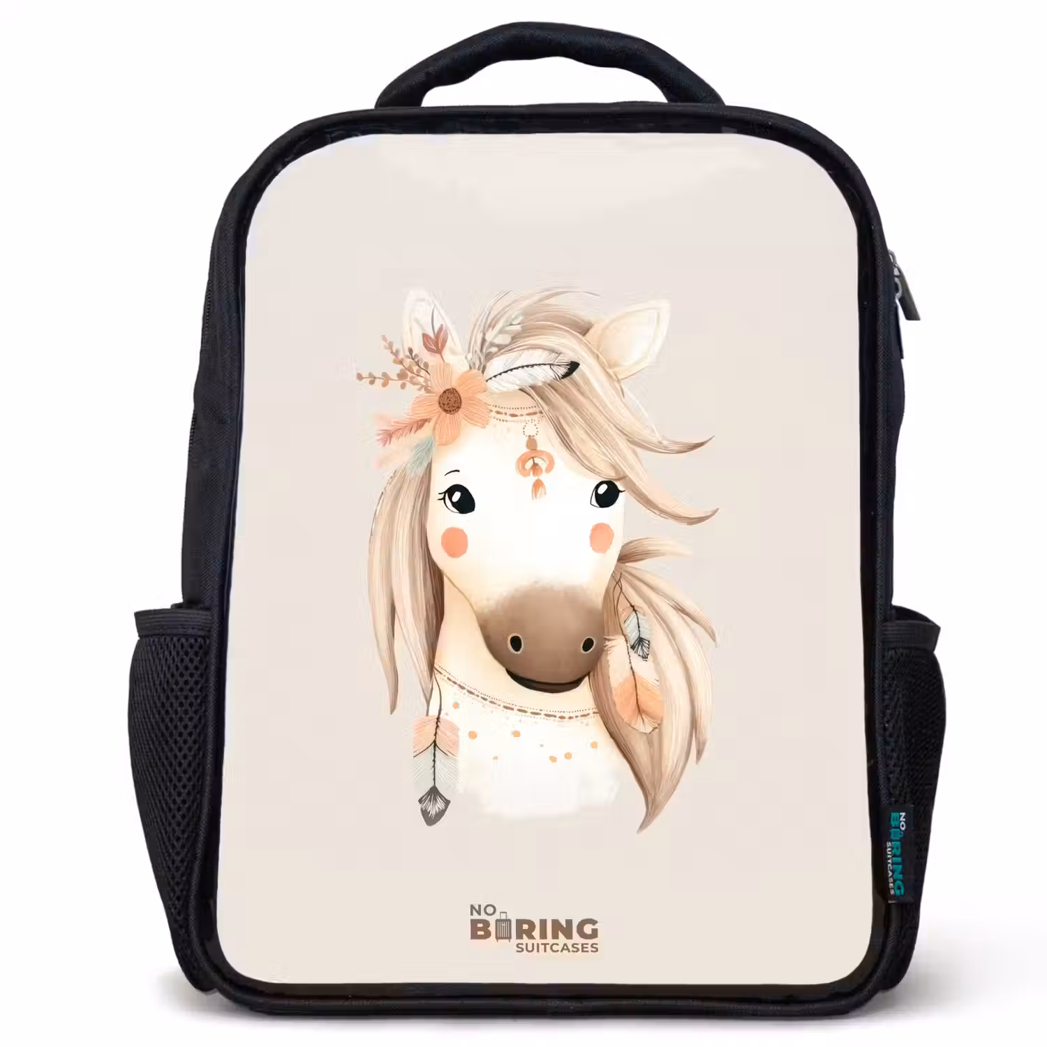 Bohemian paard in pastel kleuren Rugzak - Zwart middel -3d