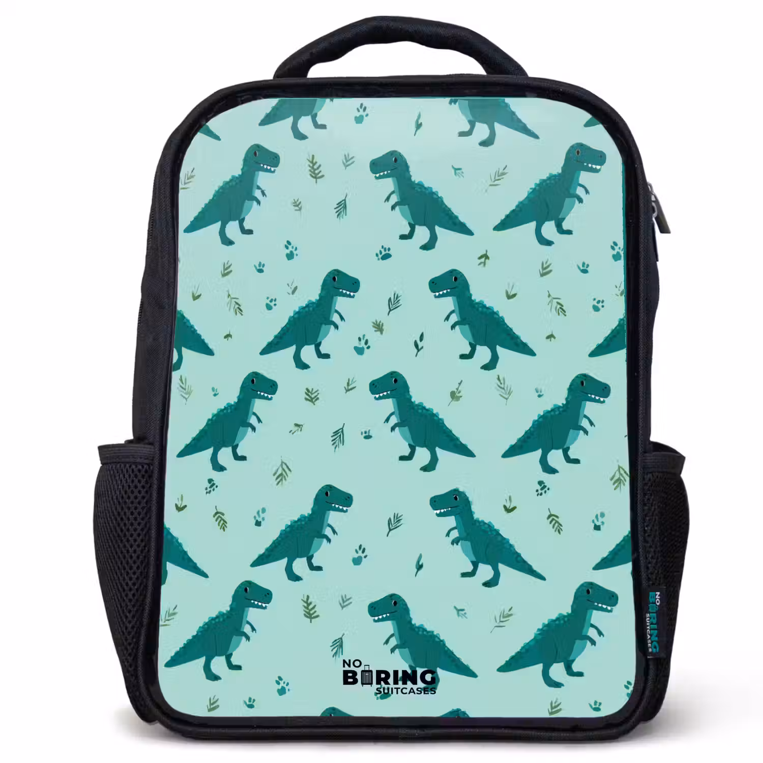 Dinos - Patroon - Groen Rugzak - Zwart middel -3d