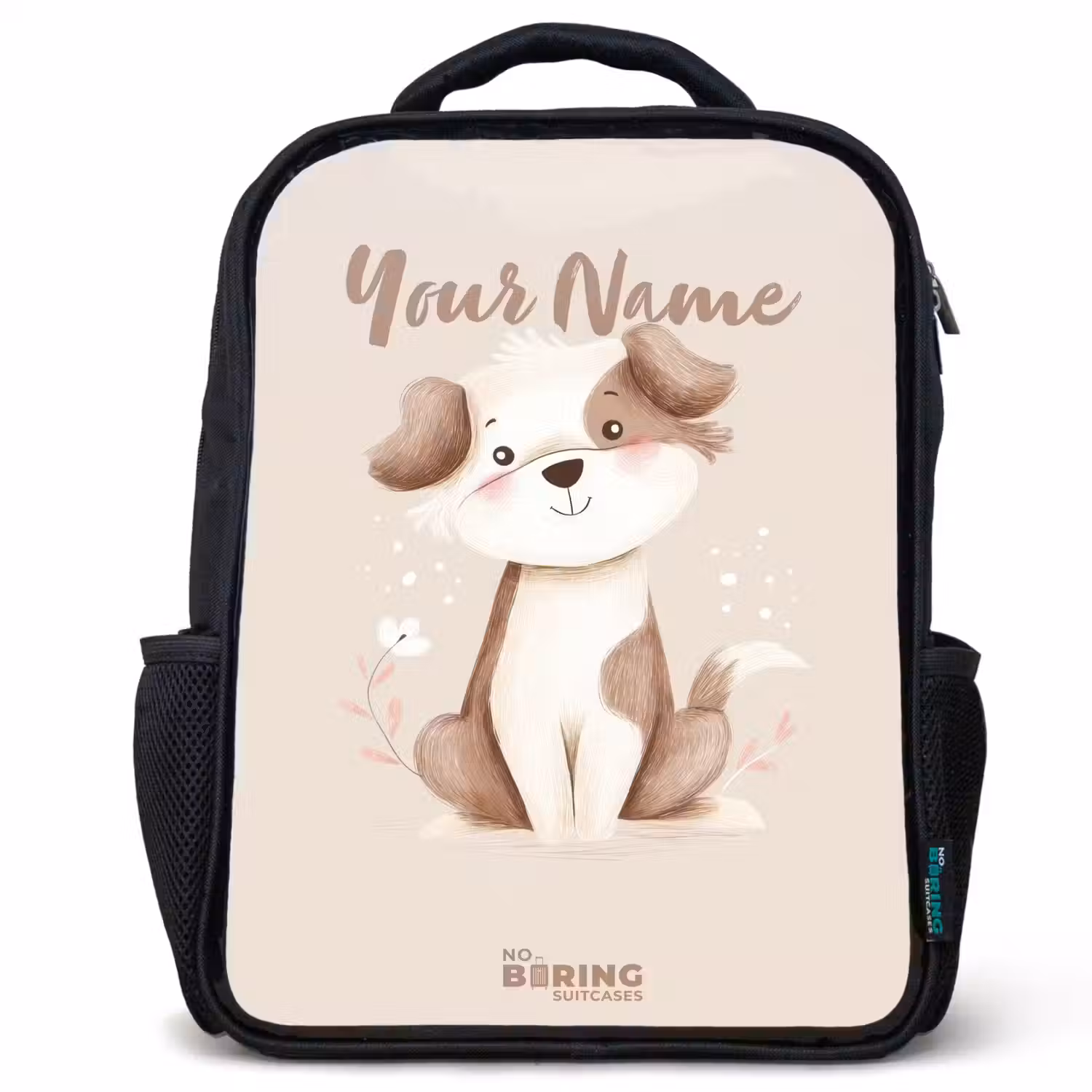 Hond in de kleuren bruin en beige Rugzak - Zwart middel -3d