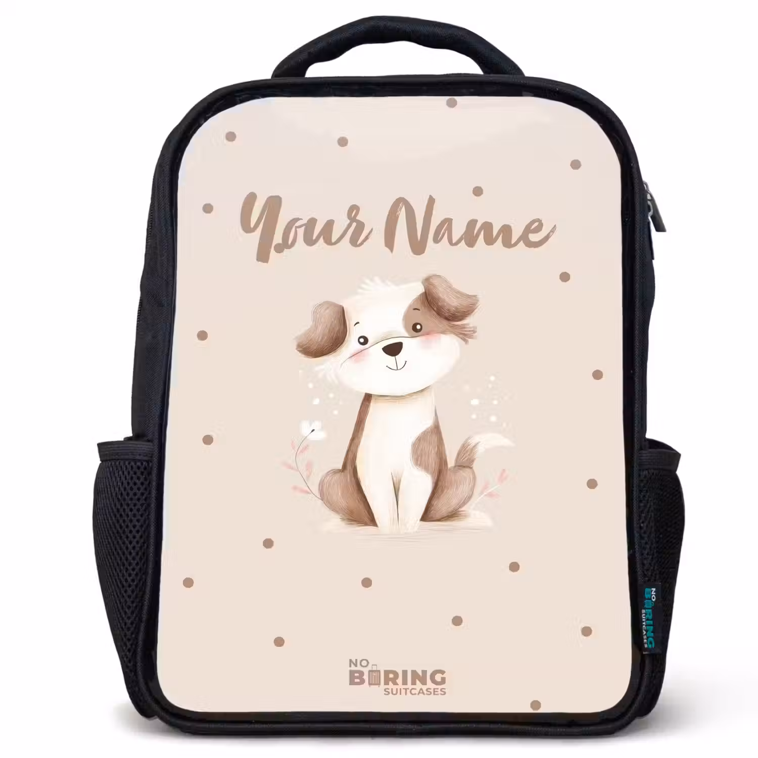 Honden pup omringd door bruine stippen Rugzak - Zwart middel -3d