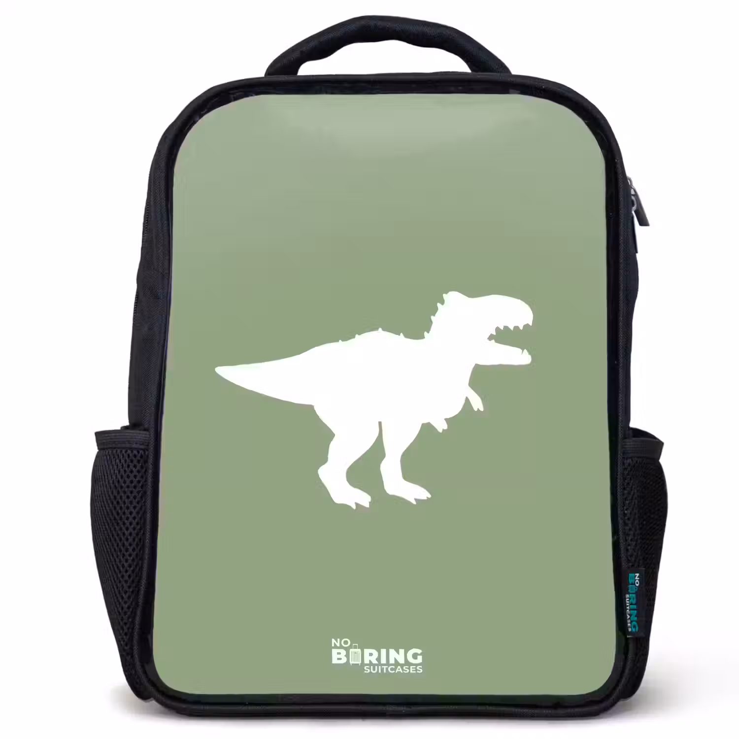Groen met T-rex dino Rugzak - Zwart middel -3d