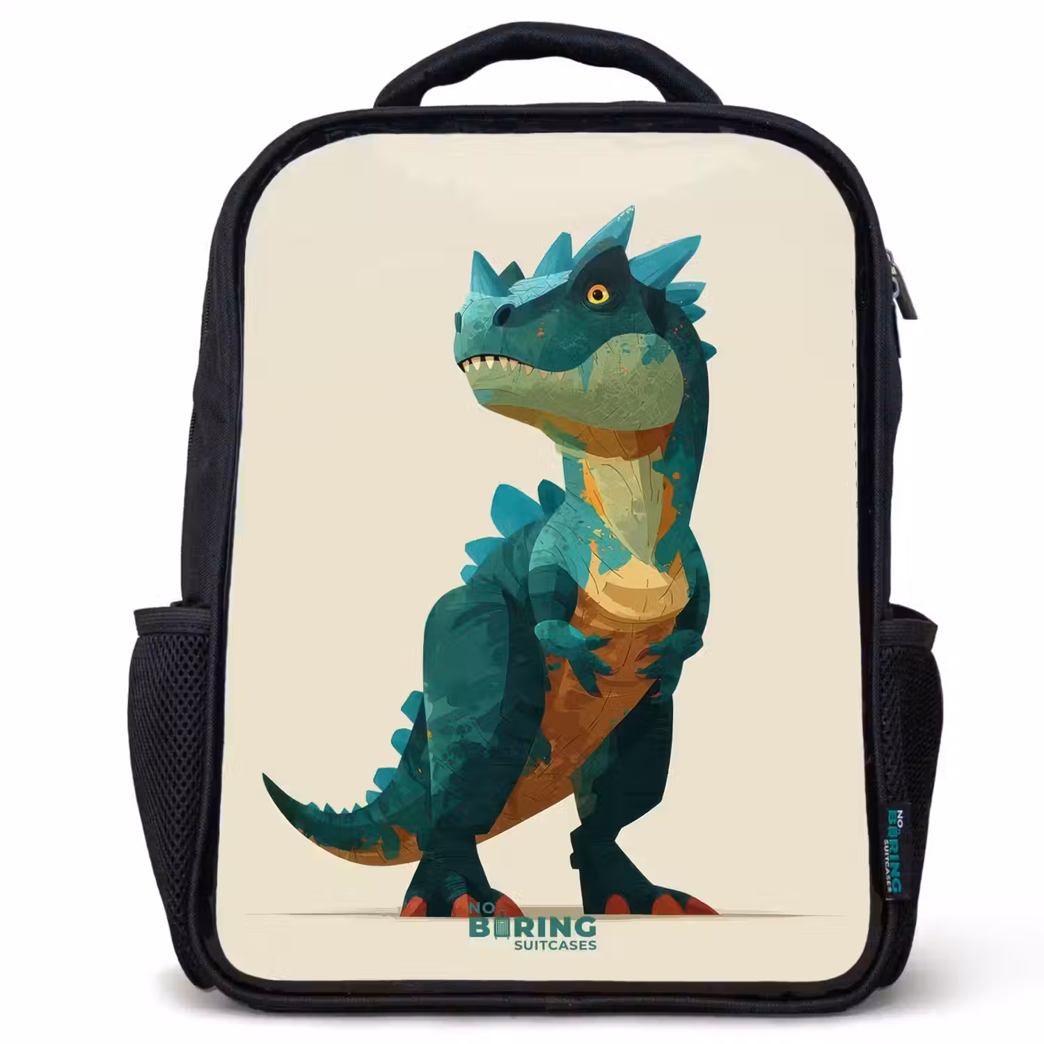 Gehoornde dino met scherpe blik Rugzak - Zwart middel -3d