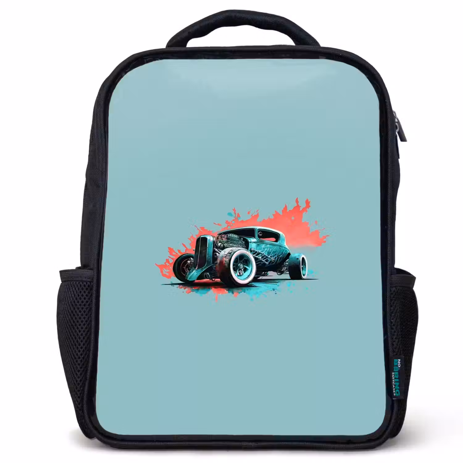 Hotrod turquoise Rugzak - Zwart middel -3d