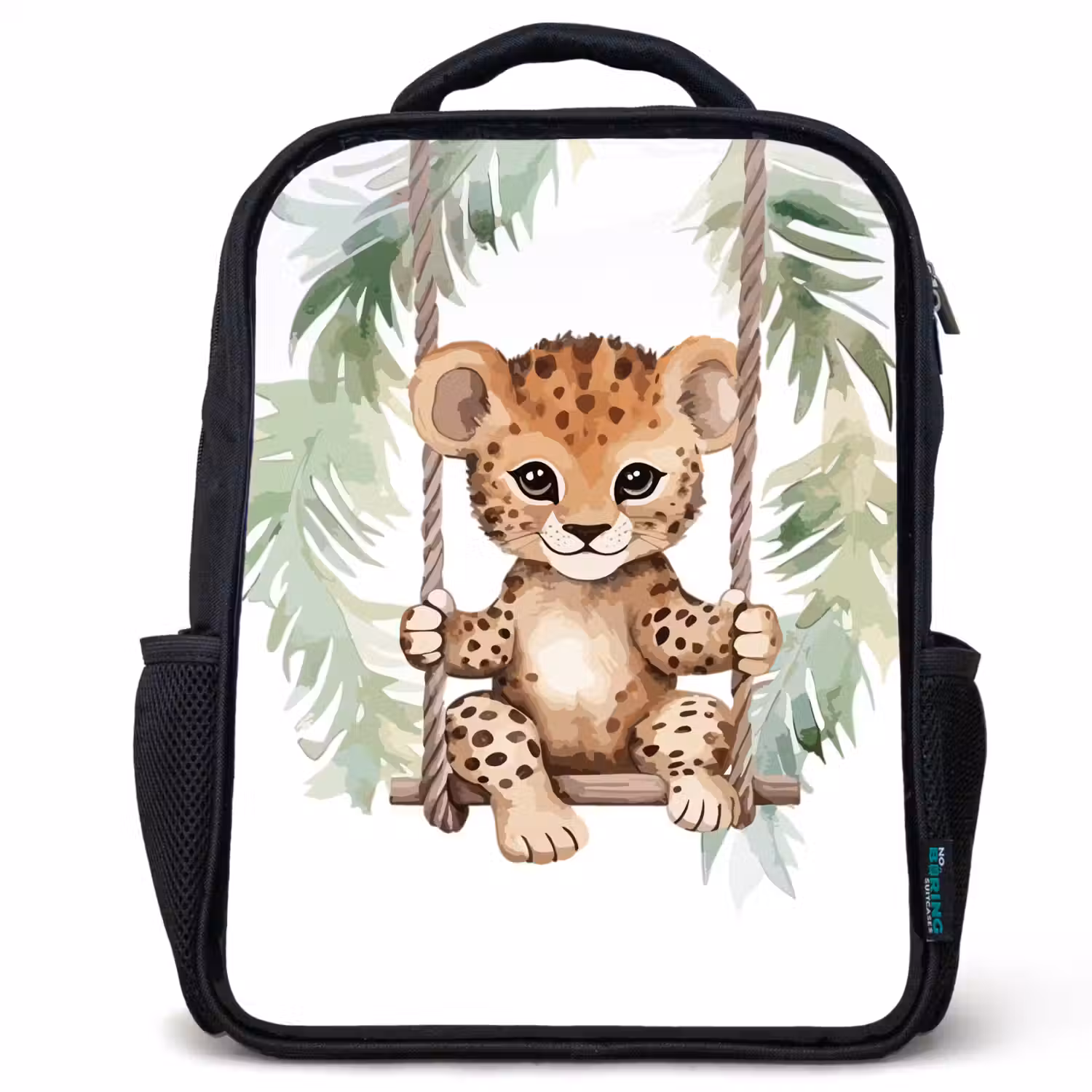 Luipaard - Dier - Kinderen - Jungle Rugzak - Zwart middel -3d