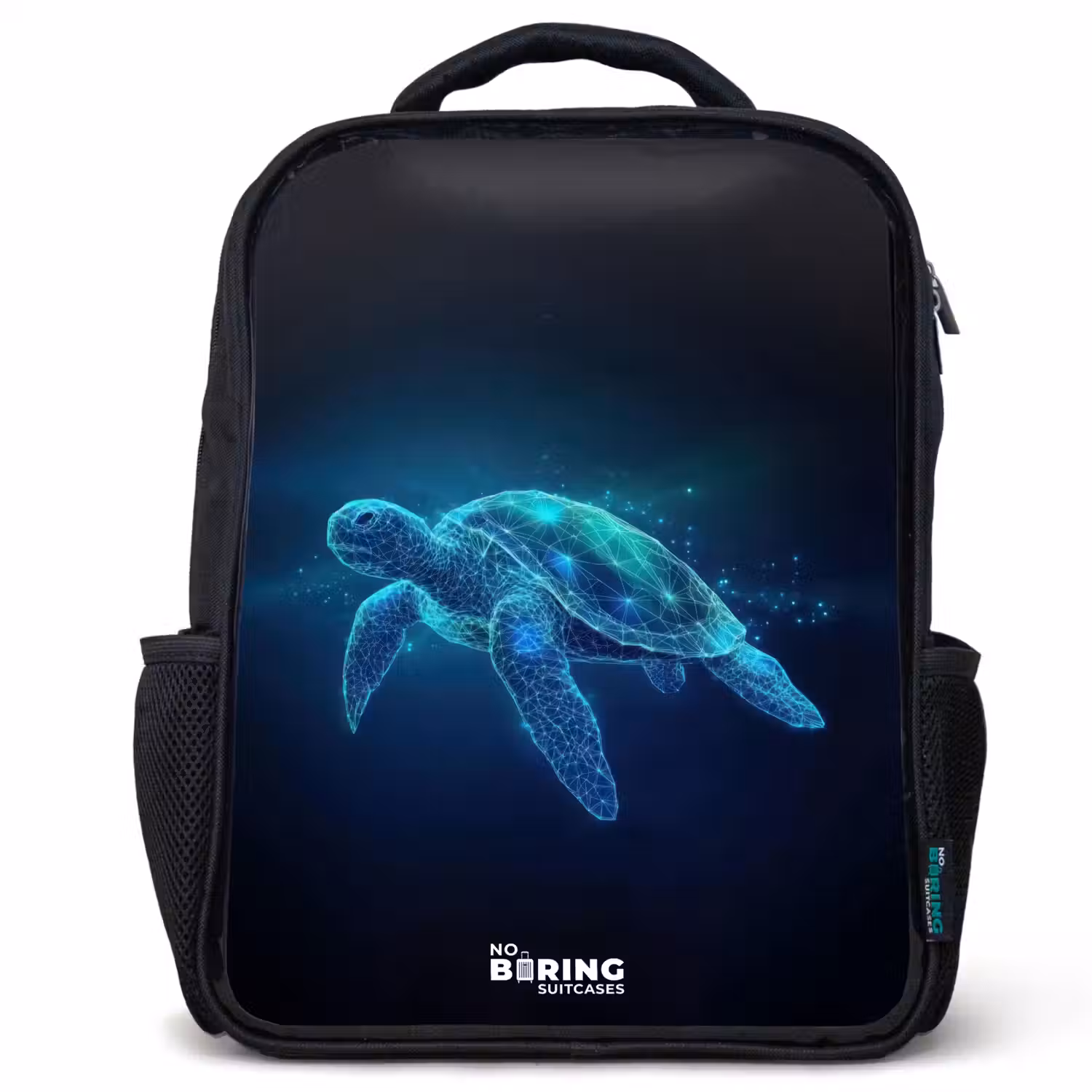 Lichtgevende schildpad in digitale oceaan Rugzak - Zwart middel -3d