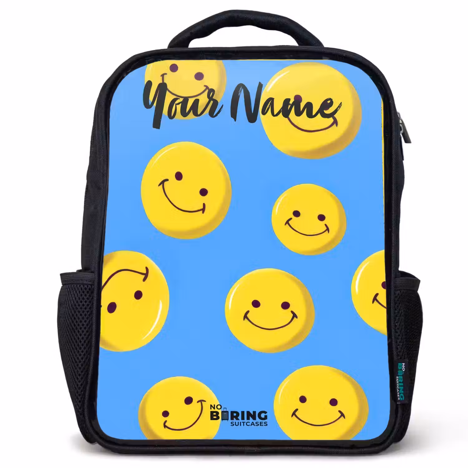 Vrolijke smileyregen Rugzak - Zwart middel -3d