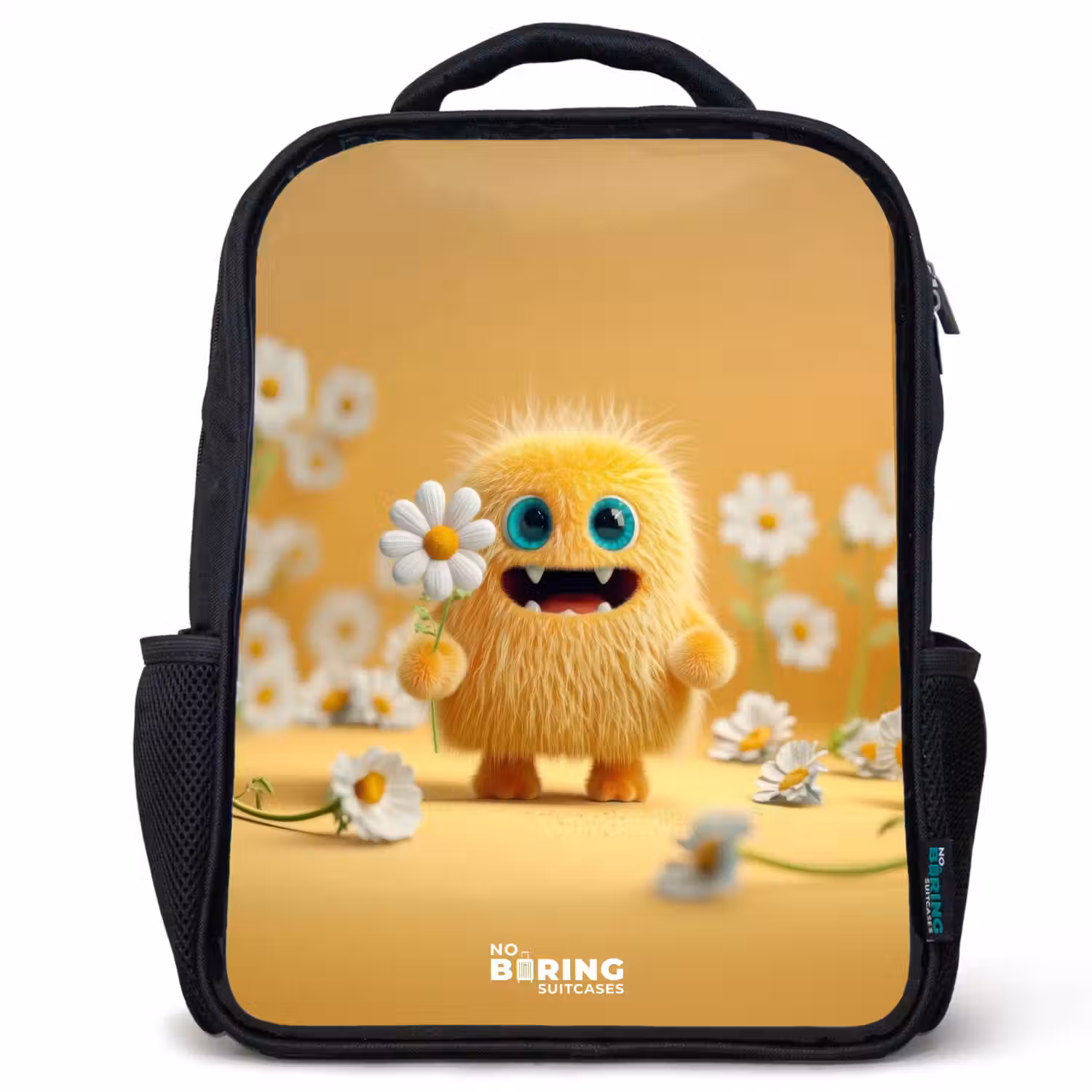 Monster - Wezen - Bloem - Geel Rugzak - Zwart middel -3d