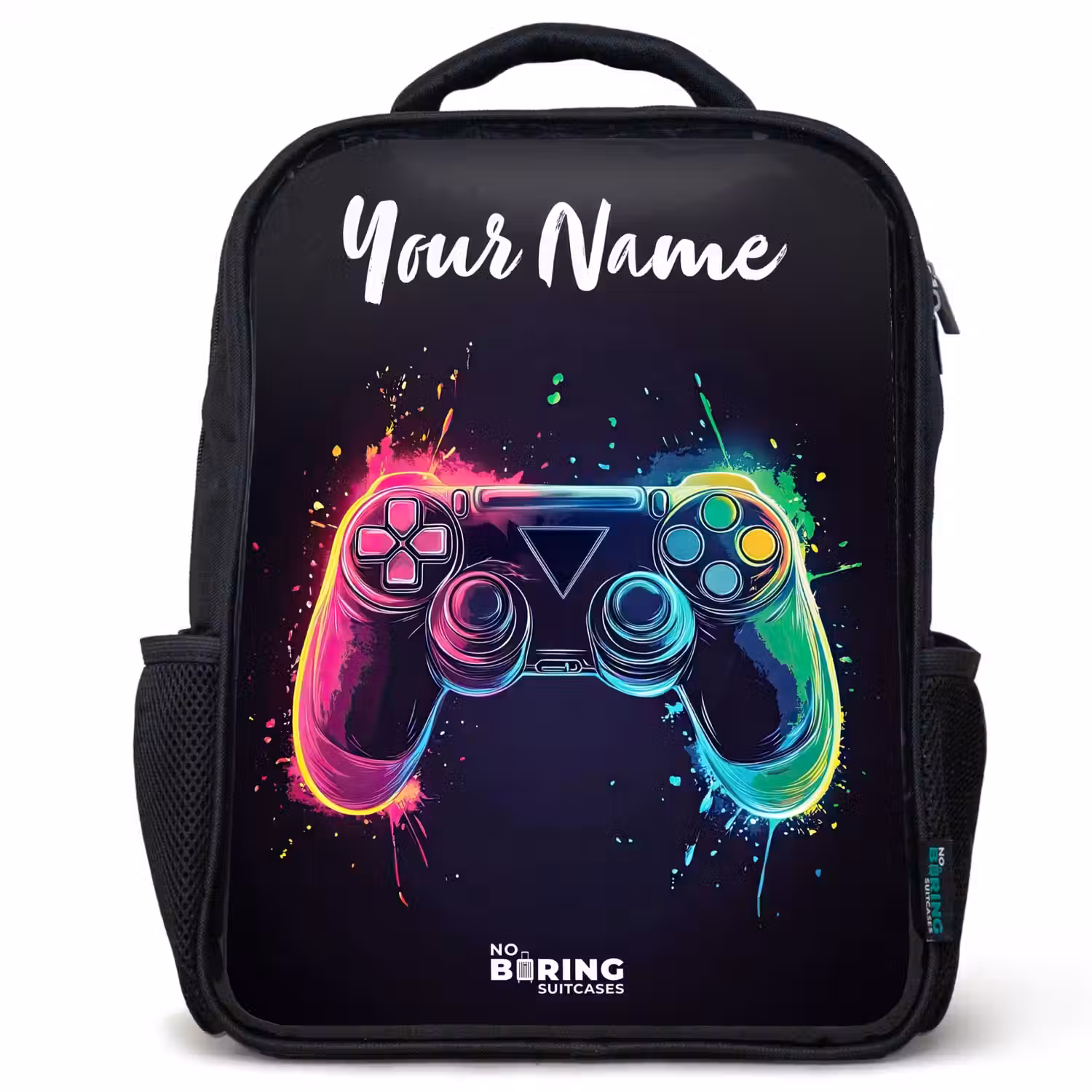 Neon - Controller - Verfspatten - Game Rugzak - Zwart middel -3d