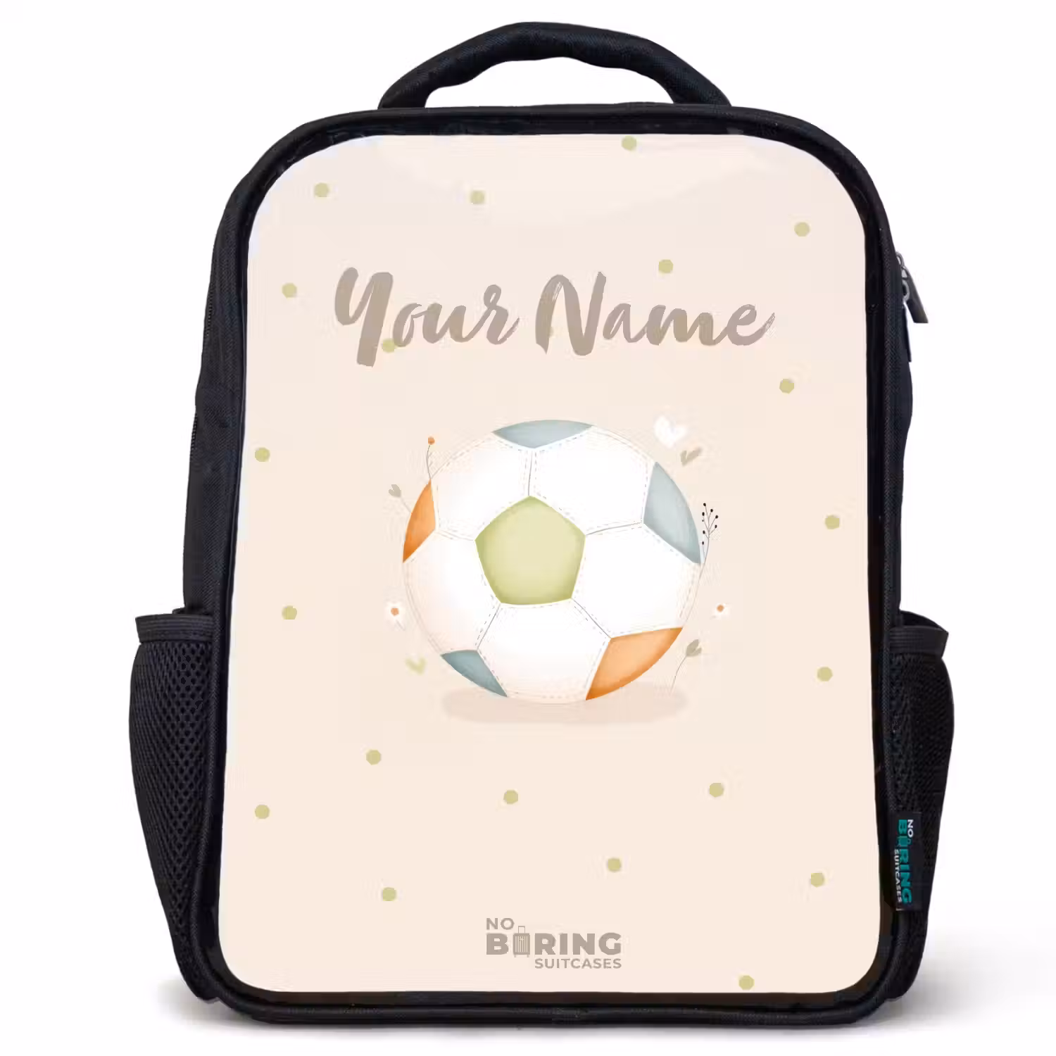 Voetbal in beige pastel kleuren Rugzak - Zwart middel -3d