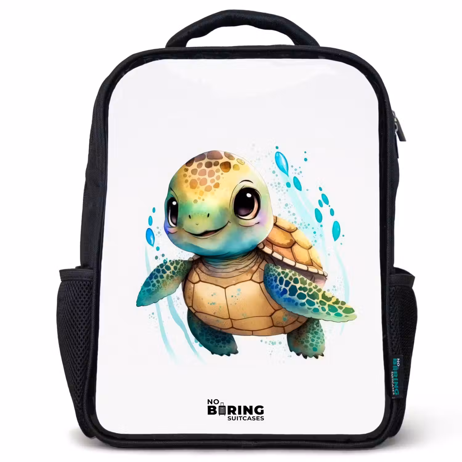 Schildpad - Waterverf - Kleuren - Dieren Rugzak - Zwart middel -3d