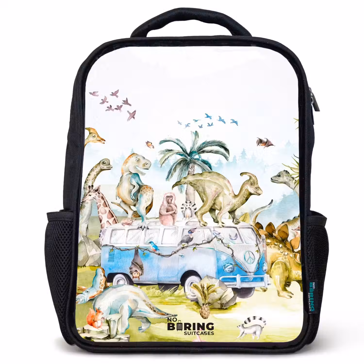 Busje met dino's Rugzak - Zwart middel -3d