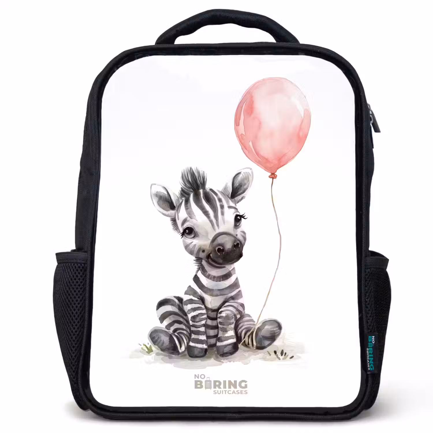 Zebra met roze ballon Rugzak - Zwart middel -3d