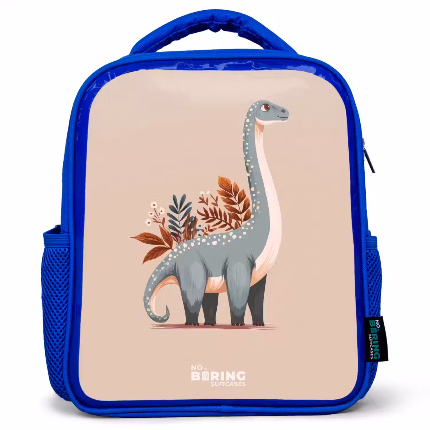 Blauwe dinosaurus op een beige achtergrond Kinderrugzak - Blauw middel -3d