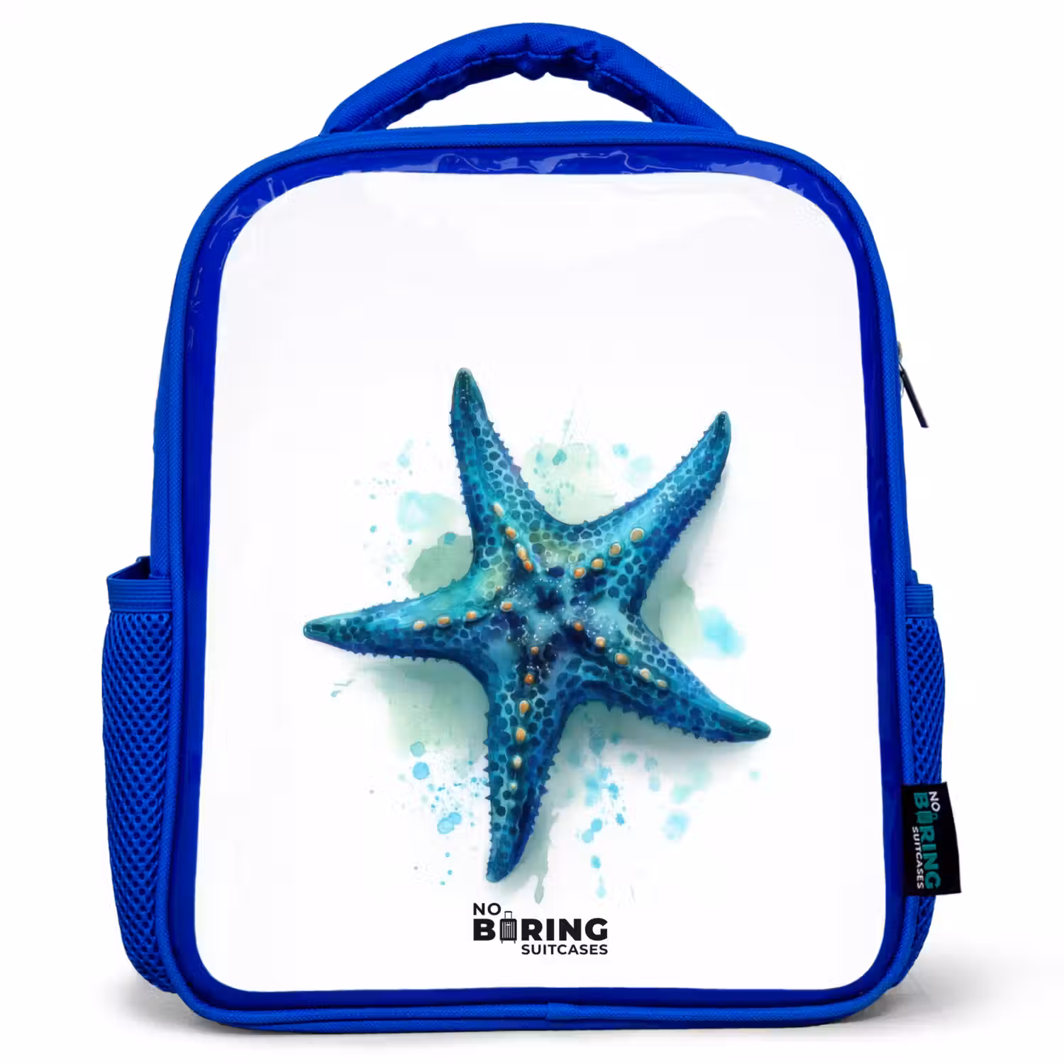 Blauwe Zeester op Witte Achtergrond Kinderrugzak - Blauw middel -3d