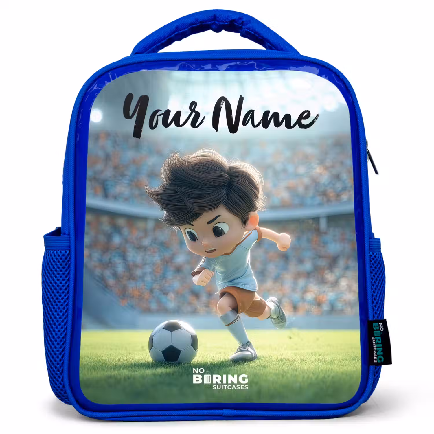 Jongen - Voetbal - Stadion - Zonlicht Kinderrugzak - Blauw middel -3d