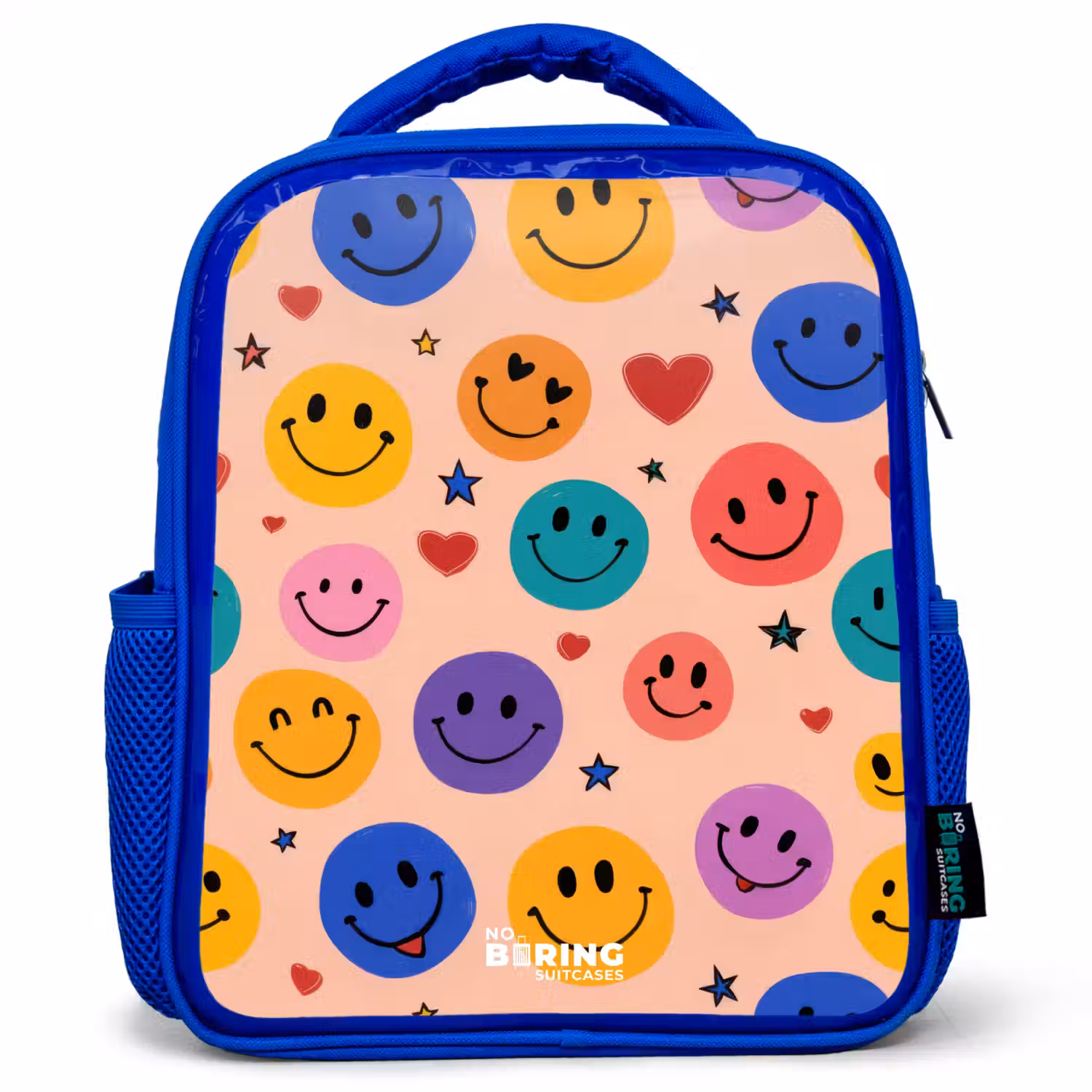 Vrolijk Smiley-patroon Kinderrugzak - Blauw middel -3d