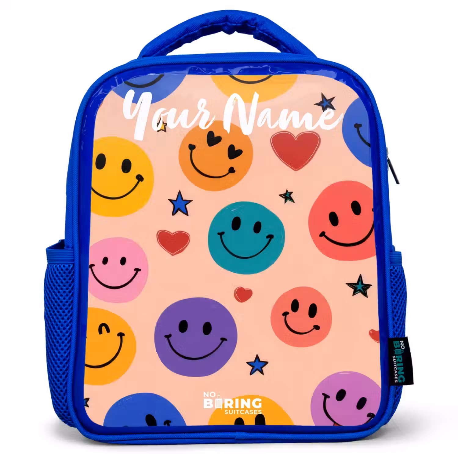 Vrolijk Smiley-patroon Kinderrugzak - Blauw middel -3d